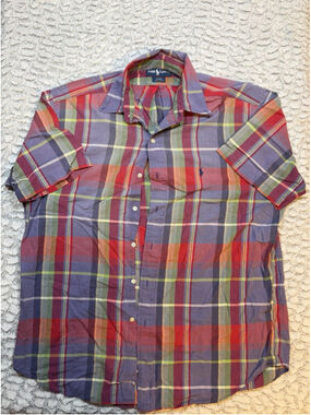Ralph Lauren Blake Multicolor Plaid Cotton Long Sleeve Point Collar Shirt, L